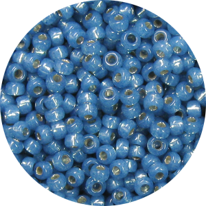15/0 Japanese Seed Bead Gilt (Gold) Lined Waxy Denim Blue 588
