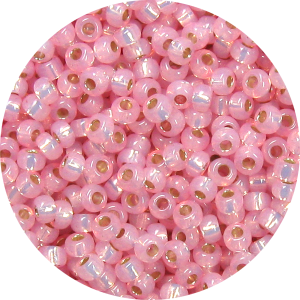 15/0 Japanese Seed Bead Gilt (Gold) Lined Waxy Pink 555