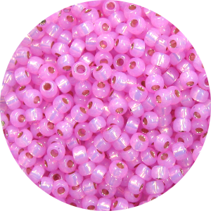 15/0 Japanese Seed Bead Gilt (Gold) Lined Waxy Hot Pink 584