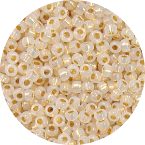 15/0 Japanese Seed Bead 24K Gold Lined Waxy White 465C