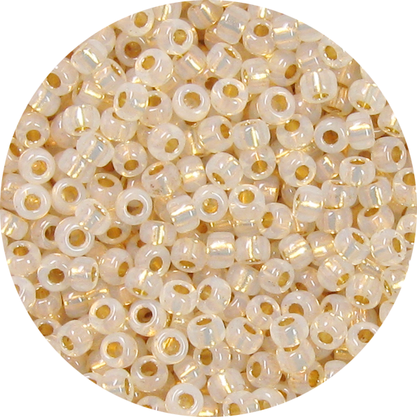 15/0 Japanese Seed Bead 24K Gold Lined Waxy White 465C – Garden of