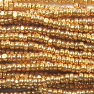 13/0 Czech Charlotte Cut Seed Bead, Terra Galvanized Premium Gold