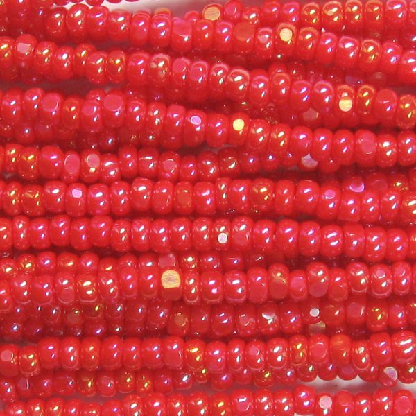11/0 Czech Charlotte/True Cut Seed Bead, Opaque Red AB