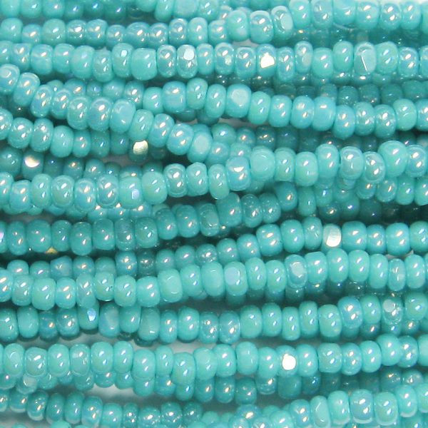 11/0 Czech Charlotte/True Cut Seed Bead, Opaque Green Turquoise AB