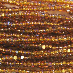 13/0 Czech Charlotte Cut Seed Bead, Transparent Dark Topaz AB