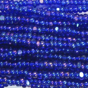 Czech Charlotte Cut Seed Bead, Transparent Cobalt Blue AB