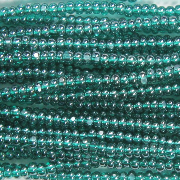13/0 Czech Charlotte Cut Seed Bead, Transparent Light Emerald Luster
