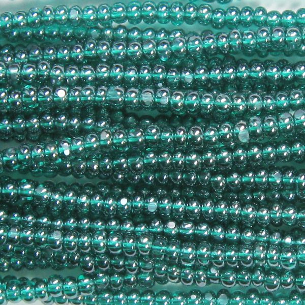 13/0 Czech Charlotte Cut Seed Bead, Transparent Light Emerald Luster