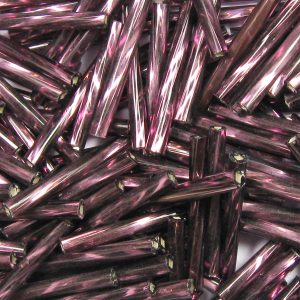 30mm, 1.25" Czech Twist Bugle Bead, Silver Lined Amethyst