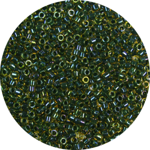 DB0273 - 11/0 Miyuki Delica Beads, Olive Green Lined Topaz AB