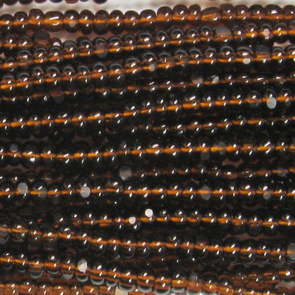 8/0 Charlotte Cut (True) Transparent Dark Smoked Topaz, Brown Czech Seed Bead
