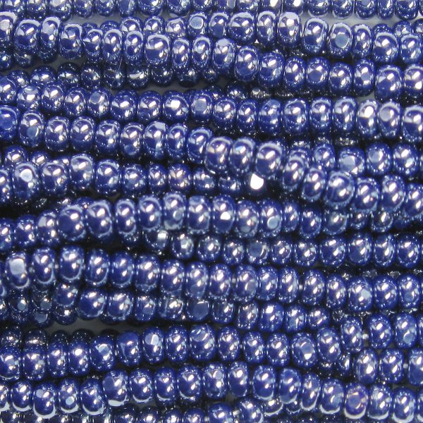 8/0 Czech Charlotte/True Cut Seed Bead, Opaque Navy Blue Luster