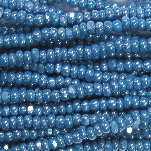 13/0 Czech Charlotte Cut Seed Bead, Opaque Denim Blue Luster