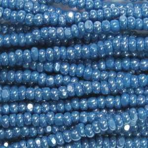 8/0 Czech Charlotte/True Cut Seed Bead, Opaque Denim Blue Luster