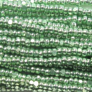 13/0 Czech Charlotte Cut Seed Bead, Terra Galvanized Lime Green