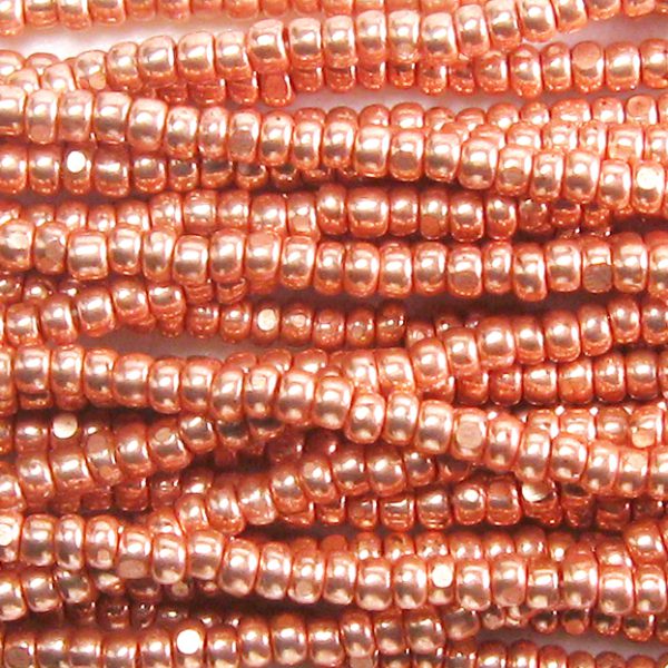 13/0 Czech Charlotte Cut Seed Bead, Terra Galvanized Metallic Copper