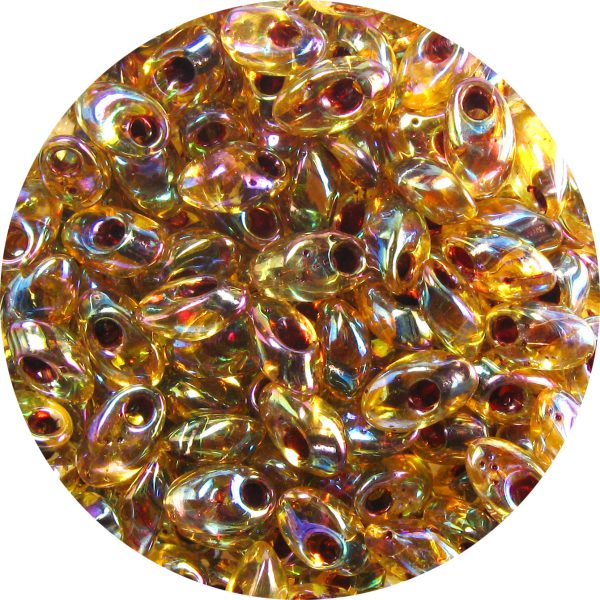 4X7mm Miyuki Magatama Beads Ruby Lined Topaz AB