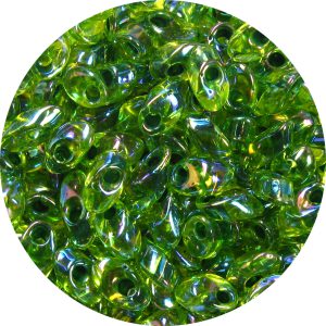 4X7mm Miyuki Magatama Beads Green Lined Olivine AB