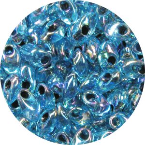 4X7mm Miyuki Magatama Beads Black Lined Aqua Blue AB