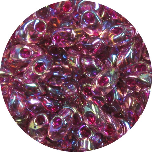 4X7mm Miyuki Magatama Beads Fuchsia Lined Light Amethyst AB