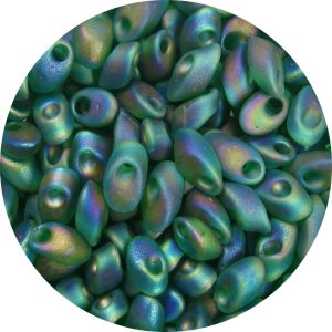 4X7mm Miyuki Magatama Beads Frosted Dark Kelly Green AB