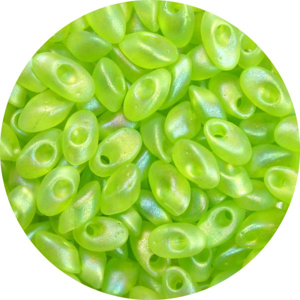 4X7mm Miyuki Magatama Beads Frosted Olivine AB