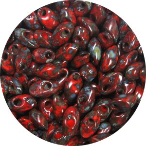 4X7mm Miyuki Magatama Beads Red Picasso 4513