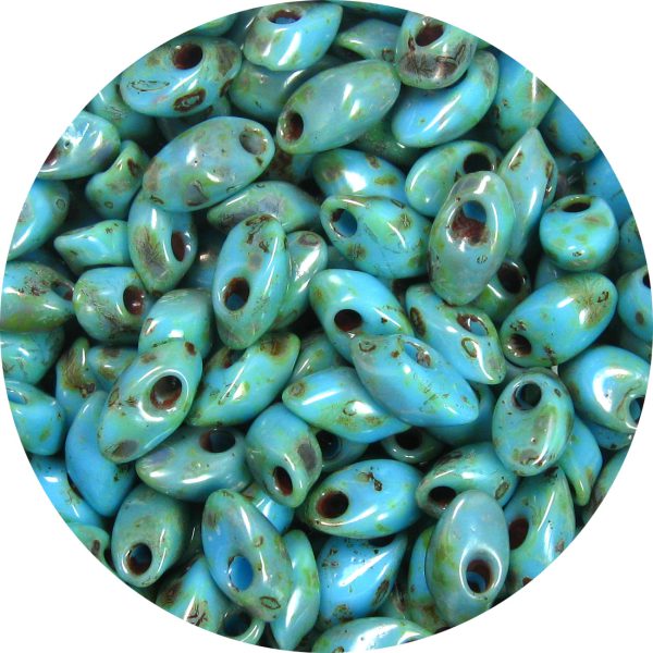 4X7mm Miyuki Magatama Beads Turquoise Green Picasso 4514