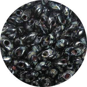 4X7mm Miyuki Magatama Beads Black Picasso 4511