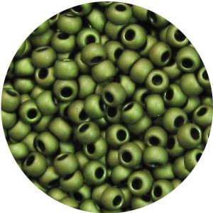 3/0 Japanese Seed Bead Frosted Metallic Khaki Green F458