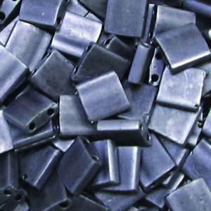 5mm Square Tila Bead, Frosted Gunmetal