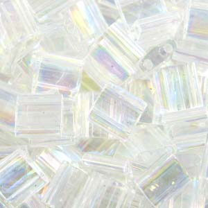 5mm Square Tila Bead, Transparent Crystal AB