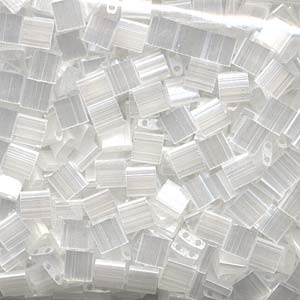 5mm Square Tila Bead, White Satin