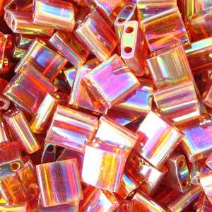 5mm Square Tila Bead, Transparent Smoke Topaz AB