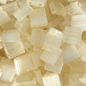 5mm Square Tila Bead, Ivory Satin