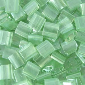 5mm Square Tila Bead, Transparent Seafoam Green Luster