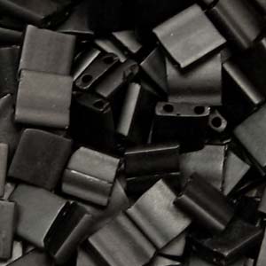 5mm Square Tila Bead, Frosted Black