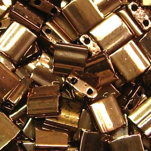 5mm Square Tila Bead, Metallic Bronze