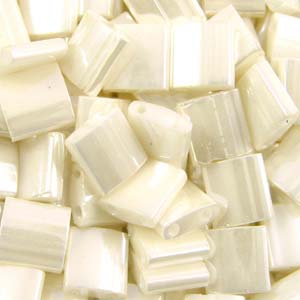 5mm Square Tila Bead, Eggshell