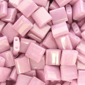 5mm Square Tila Bead, Opaque Orchid