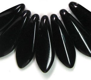 5x16mm Dagger Beads, Opaque Black