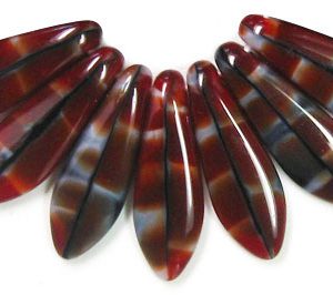 5x16mm Dagger Beads, Red and Black Zebra