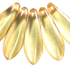 5x16mm Dagger Beads, Gold Luster Champagne