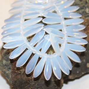 5x16mm Czech Preciosa Glass Dagger White Opal Milky Alabaster