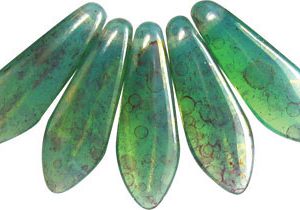 5x16mm Dagger Beads, Peridot Opal with Bronze Wash