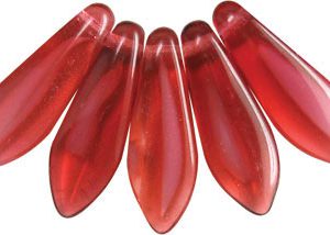 5x16mm Dagger Beads, Cranberry/White