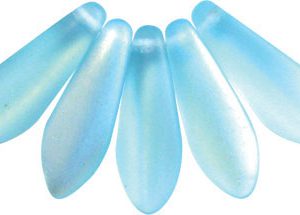 5x16mm Dagger Beads, Aqua Blue Ghost