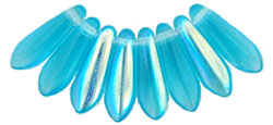 3x11mm Small Dagger Beads, Aqua Blue AB