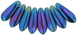 3x11mm Small Dagger Beads, Blue Iris
