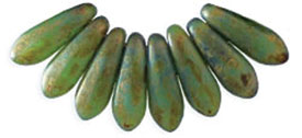 3x11mm Small Dagger Beads, Peridot Opal Picasso